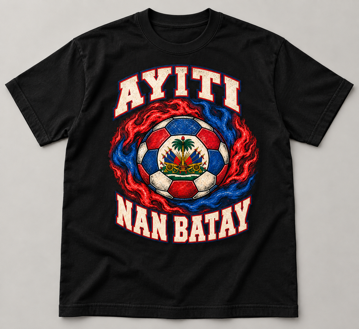 Black heavyweight Ayiti Nan Batay flame T-shirt
