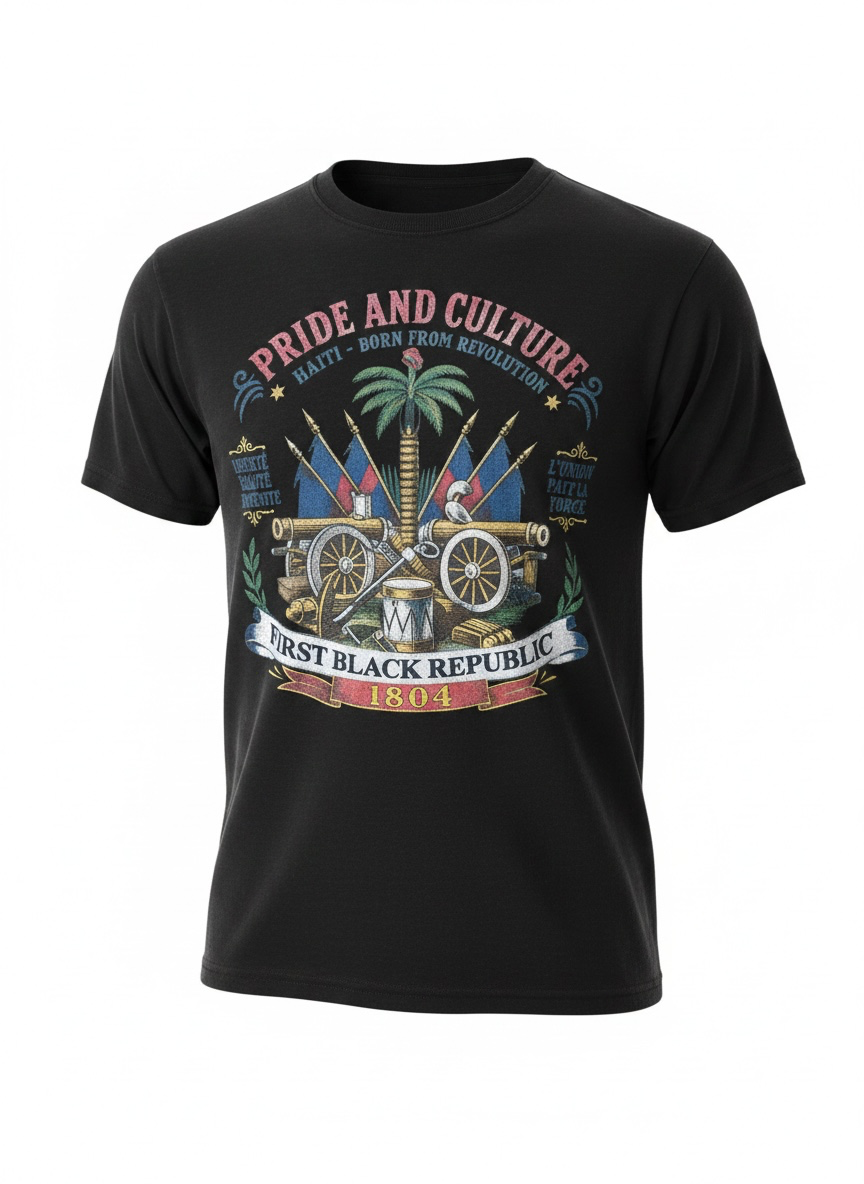 Black First Black Republic T-shirt featuring the 1804 Haiti design