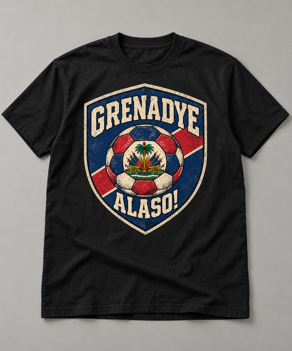 Black heavyweight Grenadye Alaso shield T-shirt