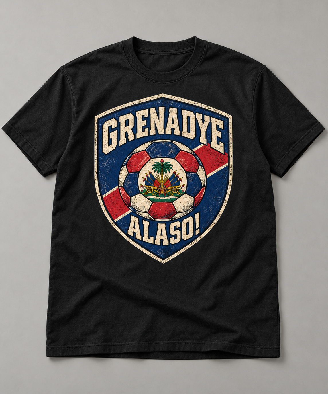 Black heavyweight Grenadye Alaso shield T-shirt
