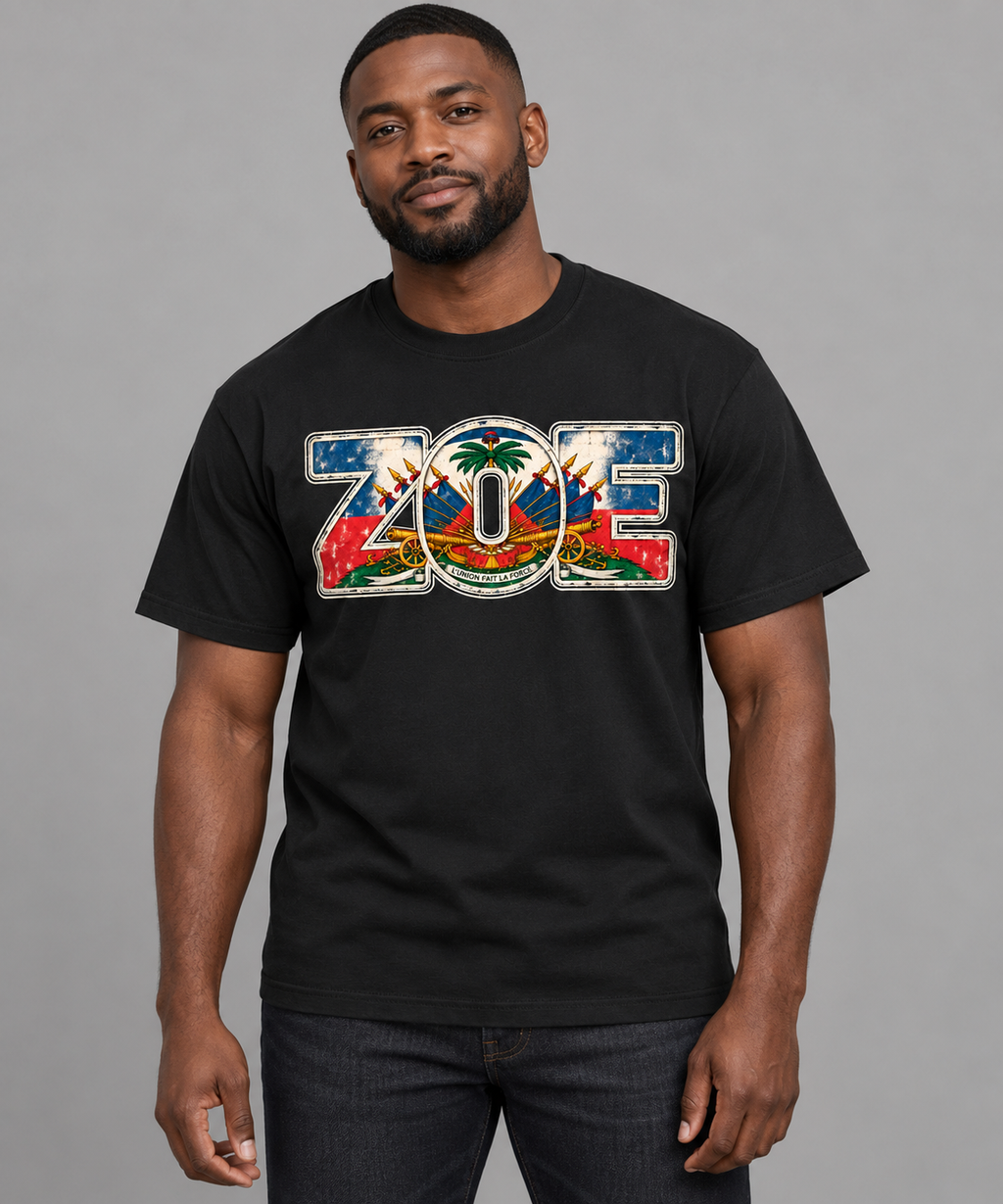 Black ZOE Heritage heavyweight cotton T-shirt on an adult male model