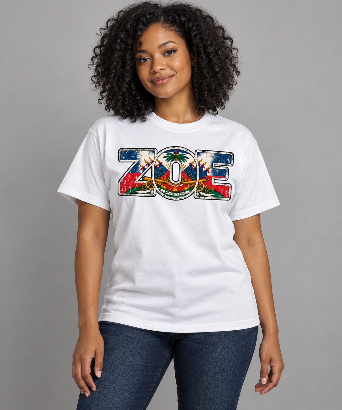 White ZOE Heritage heavyweight cotton T-shirt on an adult female model