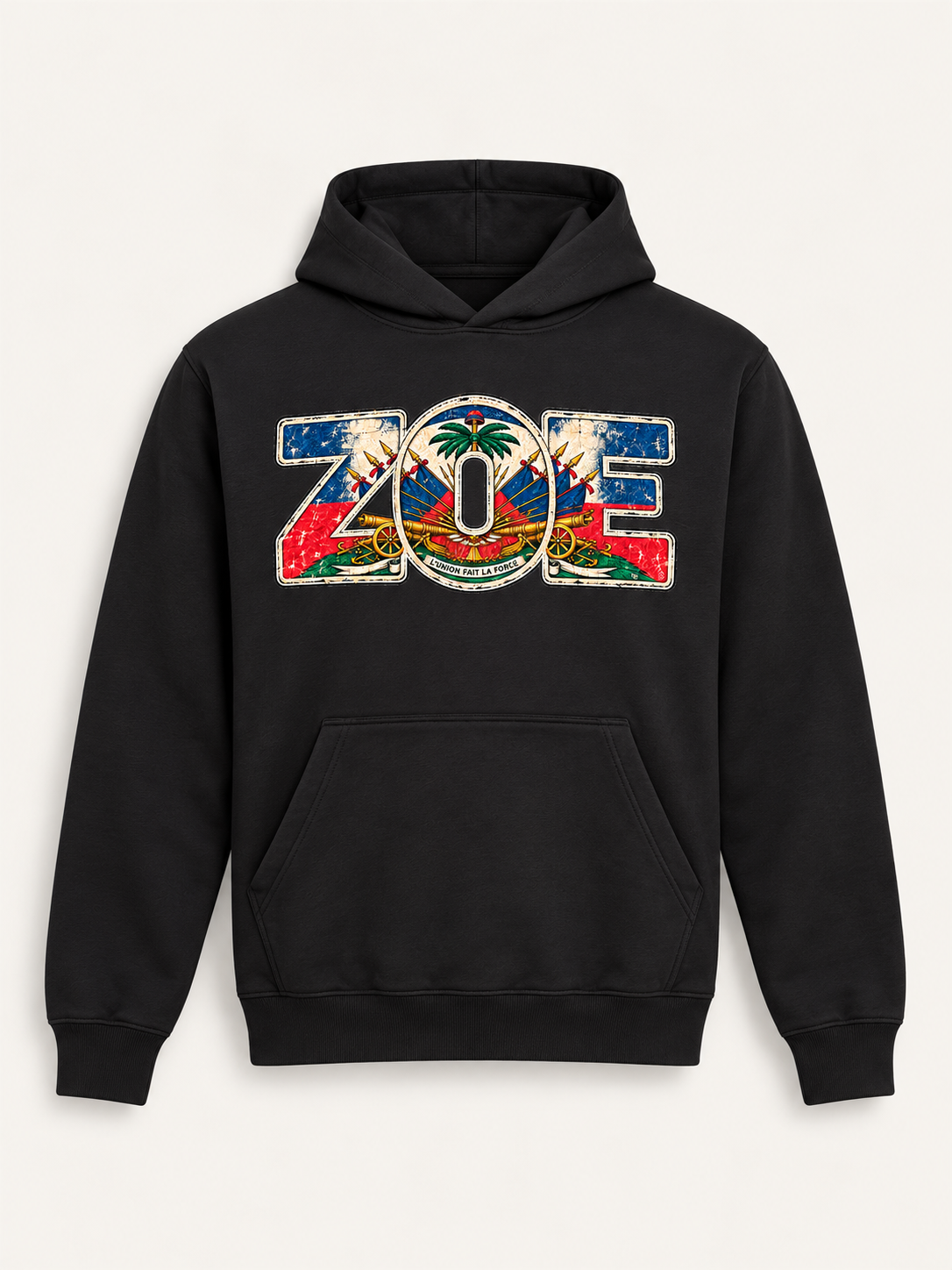 Black ZOE Heritage Hoodie product mockup